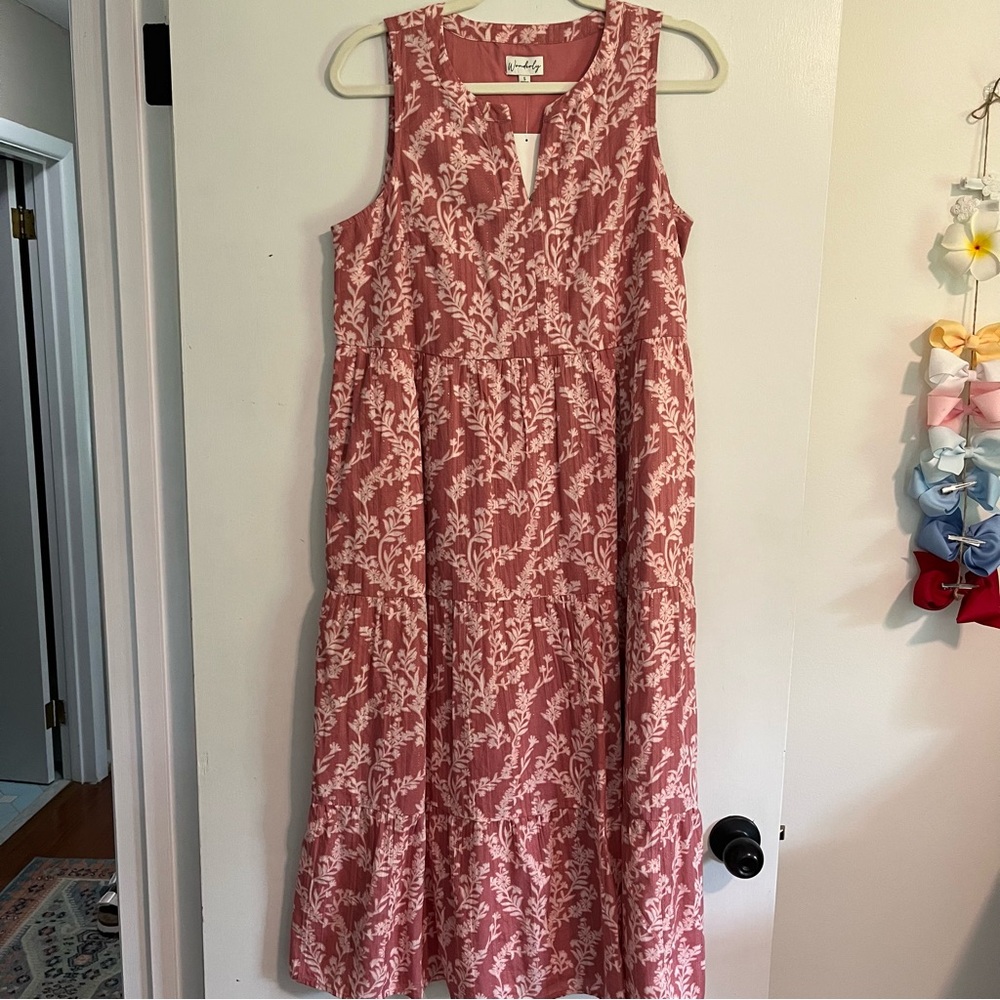 Floral Pink Sleeveless Maxi Dress